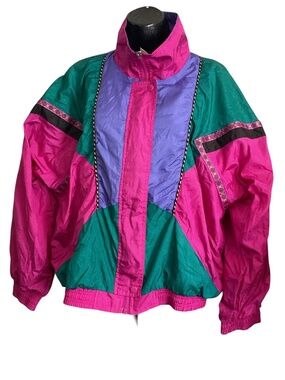 Vintage Casual Isle Color Block Windbreaker Size Medium